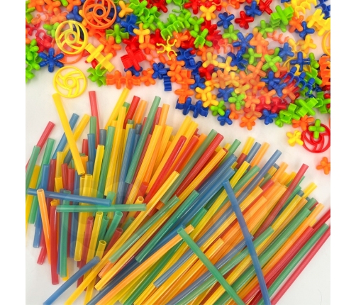 WOOPIE Klocki Konstrukcyjne Świecące Słomki 400 szt.