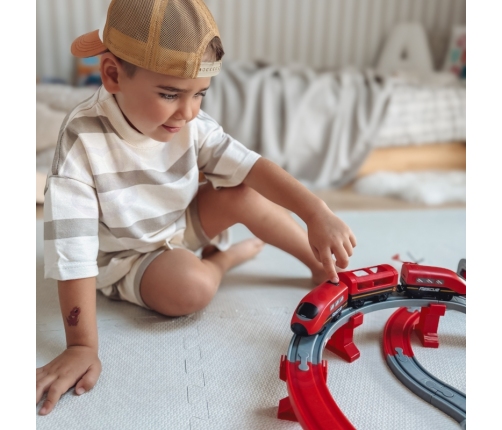 WOOPIE Kolejka Elektryczna Tor Samochodowy Straż Helikopter Auta 92 el.