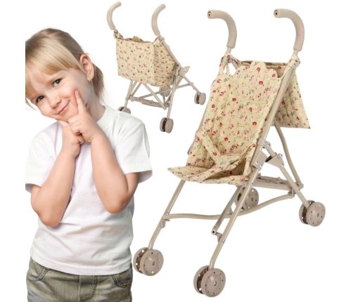 WOOPIE ROYAL Wózek Spacerówka Dla Lalek w Kwiatki