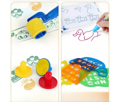 WOOPIE Magiczna Mata Wodna do Malowania Okrągła ZOO 23 el.