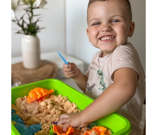 WOOPIE Piasek Kinetyczny 1,5 kg Zestaw XXL ZOO Safari Stolik z Foremkami