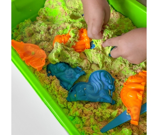 WOOPIE Piasek Kinetyczny 1,5 kg Zestaw XXL ZOO Safari Stolik z Foremkami