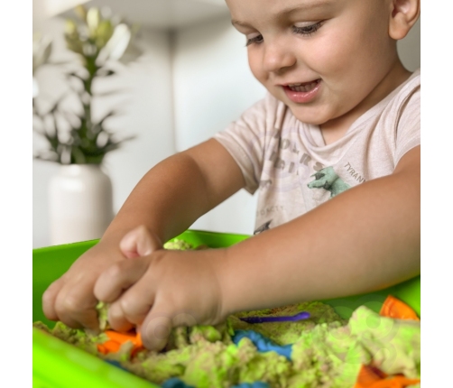 WOOPIE Piasek Kinetyczny 1,5 kg Zestaw XXL ZOO Safari Stolik z Foremkami