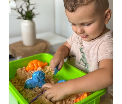 WOOPIE Piasek Kinetyczny 1,5 kg Zestaw XXL ZOO Safari Stolik z Foremkami