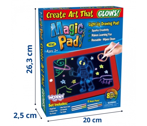WOOPIE Magiczny Tablet Graficzny do Rysowania Neonowe Kolory