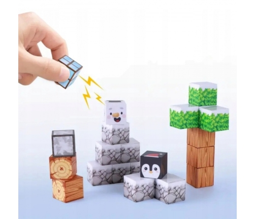 WOOPIE Klocki Magnetyczne Konstrukcyjne Zimowy Świat klocków