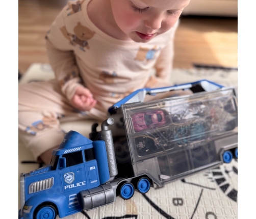 WOOPIE Zestaw Ciężarówka Policyjna Laweta Garaż Tor Wyścigowy