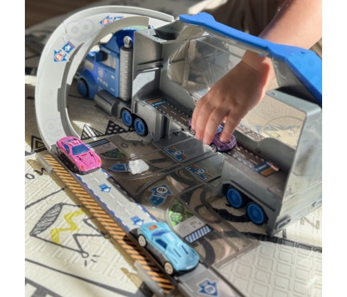 WOOPIE Zestaw Ciężarówka Policyjna Laweta Garaż Tor Wyścigowy