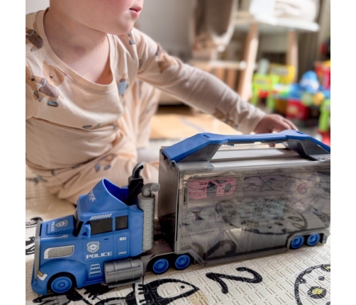 WOOPIE Zestaw Ciężarówka Policyjna Laweta Garaż Tor Wyścigowy