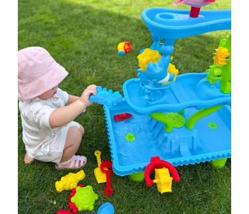 WOOPIE Stolik Wodny 4w1 Piaskownica Wodospad XL 4-Poziomowy Delfin