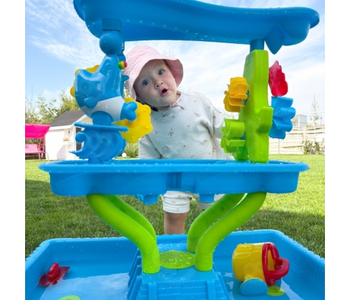 WOOPIE Stolik Wodny 4w1 Piaskownica Wodospad XL 4-Poziomowy Delfin