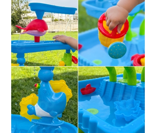 WOOPIE Stolik Wodny 4w1 Piaskownica Wodospad XL 4-Poziomowy Delfin