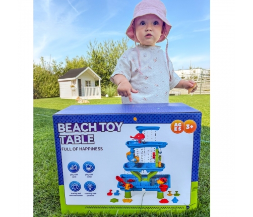 WOOPIE Stolik Wodny 4w1 Piaskownica Wodospad XL 4-Poziomowy Delfin