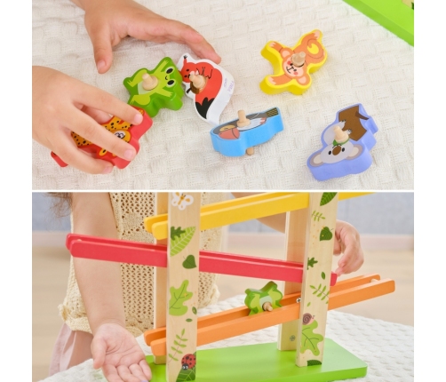 VIGA Drewniana Zjeżdżalnia dla Zwierzątek Dżungla 7 el.