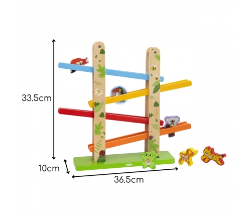 VIGA Drewniana Zjeżdżalnia dla Zwierzątek Dżungla 7 el.