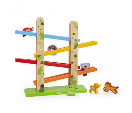 VIGA Drewniana Zjeżdżalnia dla Zwierzątek Dżungla 7 el.
