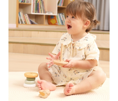 VIGA PolarB Drewniana Piramidka Edukacyjna - Ptaszek