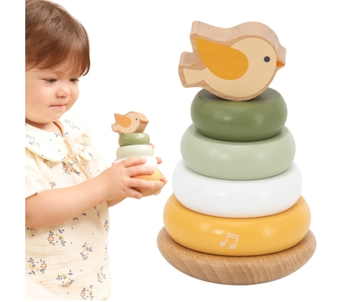 VIGA PolarB Drewniana Piramidka Edukacyjna - Ptaszek