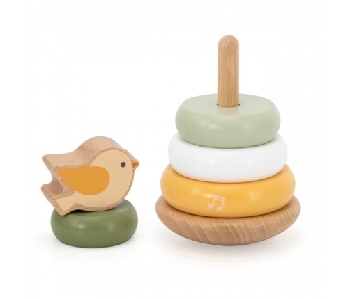 VIGA PolarB Drewniana Piramidka Edukacyjna - Ptaszek