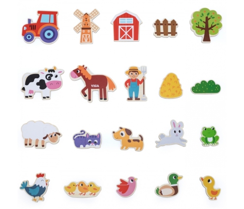 VIGA Magnetyczni Przyjaciele z Farmy 20 szt. Magnesów – Kreatywna Zabawa z Wiejskimi Zwierzątkami