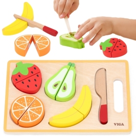 VIGA Drewniana Układanka Edukacyjna Montessori Owoce do Krojenia VIGA Drewniana Układanka Edukacyjna Montessori Owoce do Krojenia