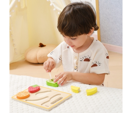 VIGA Drewniana Układanka Edukacyjna Montessori Owoce do Krojenia