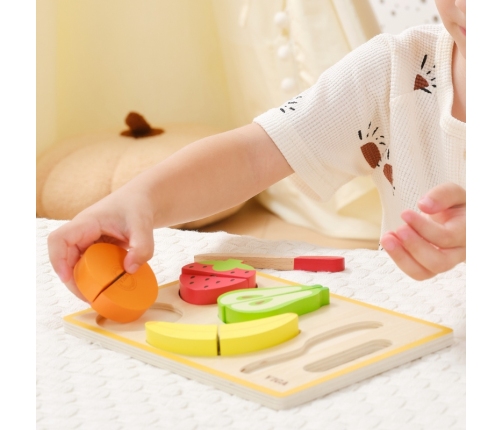 VIGA Drewniana Układanka Edukacyjna Montessori Owoce do Krojenia