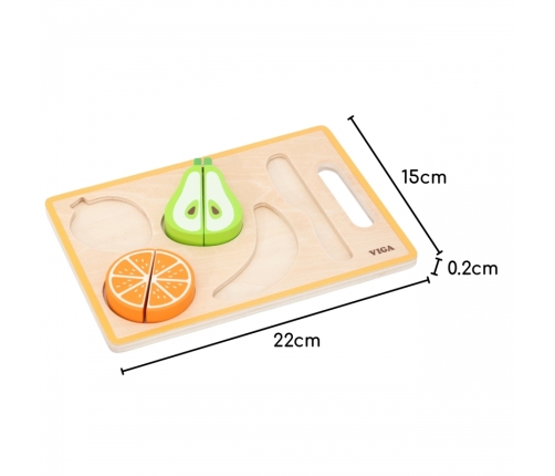 VIGA Drewniana Układanka Edukacyjna Montessori Owoce do Krojenia