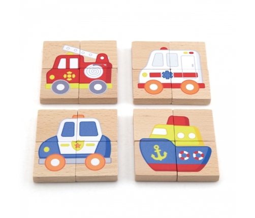 Viga Układanka drewniana puzzle magnetyczne - pojazdy Certyfikat FSC