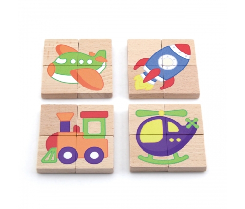 Viga Układanka drewniana puzzle magnetyczne - pojazdy Certyfikat FSC
