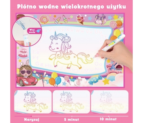 WOOPIE Mata Wodna do Malowania 2w1 XXL 100x70cm Świeci w Ciemności