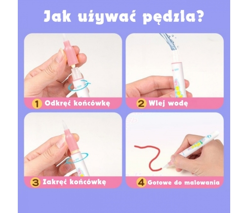 WOOPIE Mata Wodna do Malowania 2w1 XXL 100x70cm Świeci w Ciemności