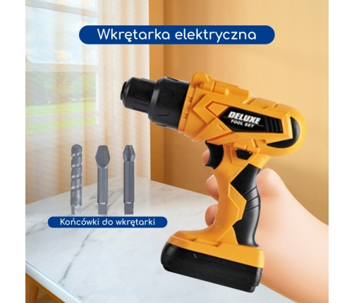 WOOPIE Zestaw Narzędzi Małego Majsterkowicza z Wkrętarką w Walizce 39el.