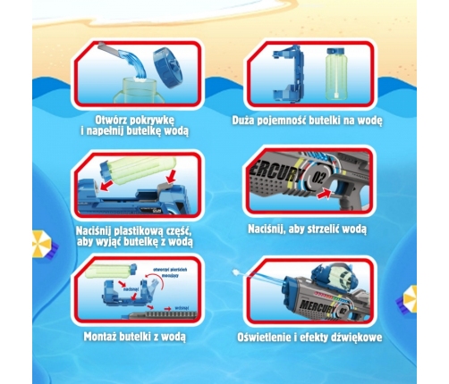 WOOPIE Pistolet na Wodę Elektryczny Automatyczny Merkury