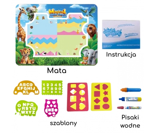 WOOPIE Mata Wodna do Malowania Safari Literki Cyferki