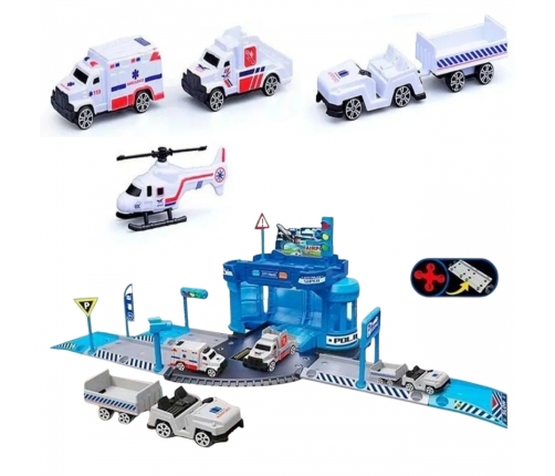 WOOPIE Zestaw Parking z Autami i Lądowiskiem dla Helikoptera 37el.