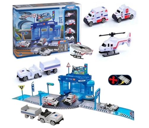 WOOPIE Zestaw Parking z Autami i Lądowiskiem dla Helikoptera 37el.