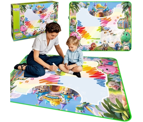 WOOPIE Mata Wodna do Malowania dla Dzieci z Dinozaurami + Akcesoria