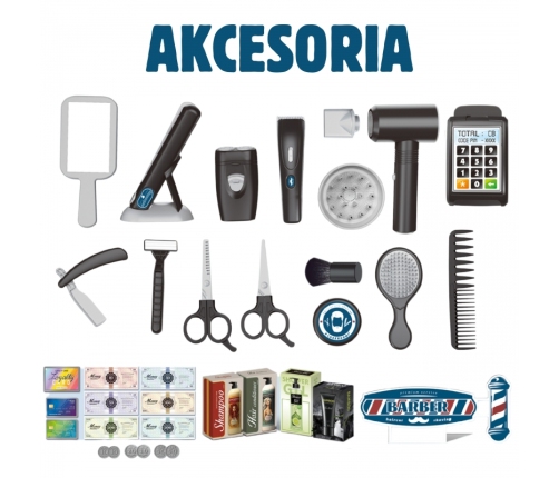 WOOPIE Barber Zestaw Fryzjerski dla Dzieci Salon Stylizacji 24el.