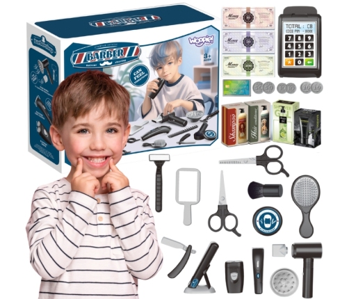 WOOPIE Barber Zestaw Fryzjerski dla Dzieci Salon Stylizacji 24el.