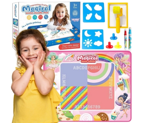 WOOPIE Mata Wodna do Malowania XXL 100x80cm Wróżki Różowa