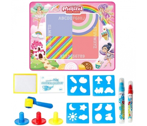 WOOPIE Mata Wodna do Malowania XXL 100x80cm Wróżki Różowa