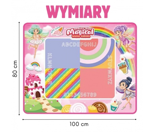 WOOPIE Mata Wodna do Malowania XXL 100x80cm Wróżki Różowa