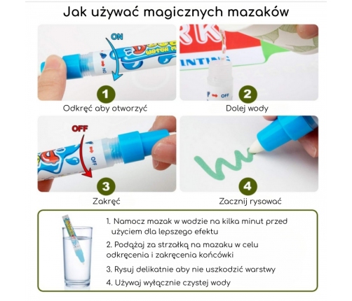 WOOPIE Mata Wodna do Malowania 2w1 XXL Dwustronna Zwierzęta