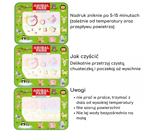 WOOPIE Mata Wodna do Malowania 2w1 XXL Dwustronna Zwierzęta