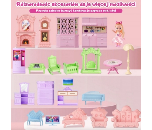 WOOPIE Domek Dla Lalek Willa Ogrodowa 156el.