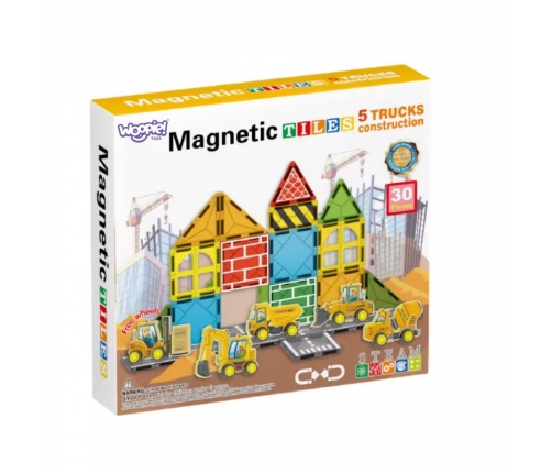 Woopie Zestaw Klocków Magnetycznych z Pojazdami Budowlanymi