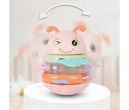 WOOPIE Baby Wańka Wstańka Zabawka Sensoryczna 2w1 Grzechotka Gryzak Różowa