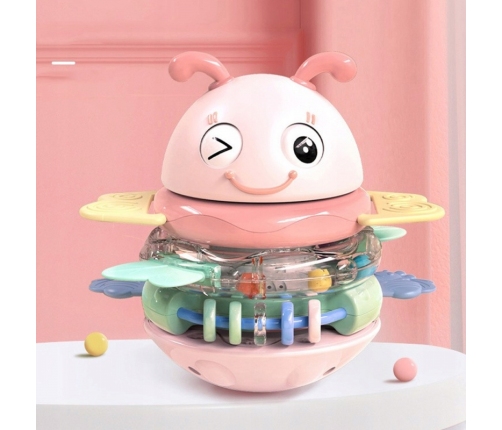 WOOPIE Baby Wańka Wstańka Zabawka Sensoryczna 2w1 Grzechotka Gryzak Różowa