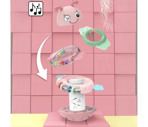 WOOPIE Baby Wańka Wstańka Zabawka Sensoryczna 2w1 Grzechotka Gryzak Różowa